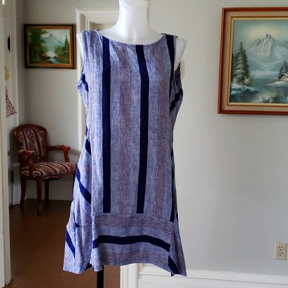 Linen Stripped Dress - Picture 1 of 8